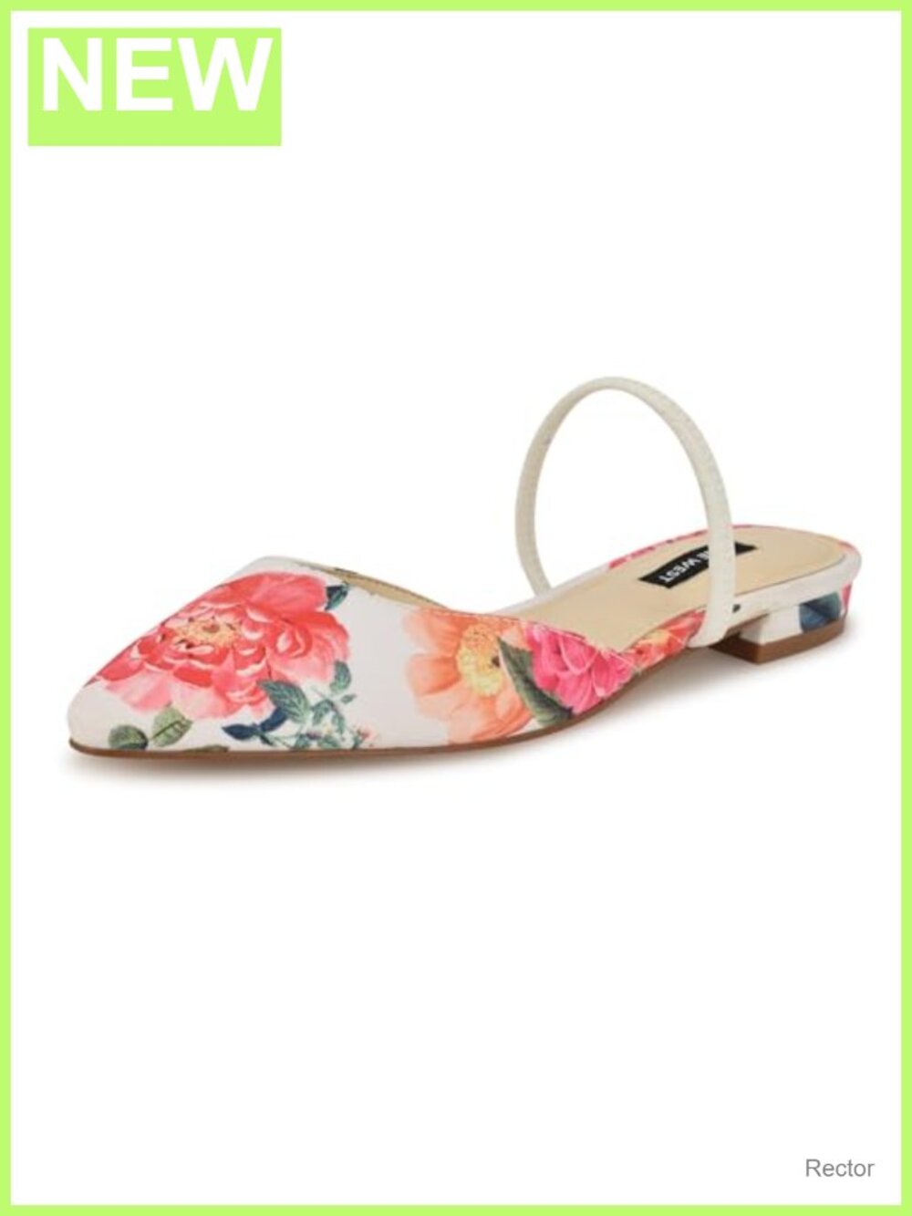 Nine West Gorga Slip-On Sandals Textile Upper Pointy Toe Flat